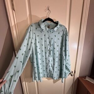 ASOS Light Blue Cactus Print Button-Down Shirt